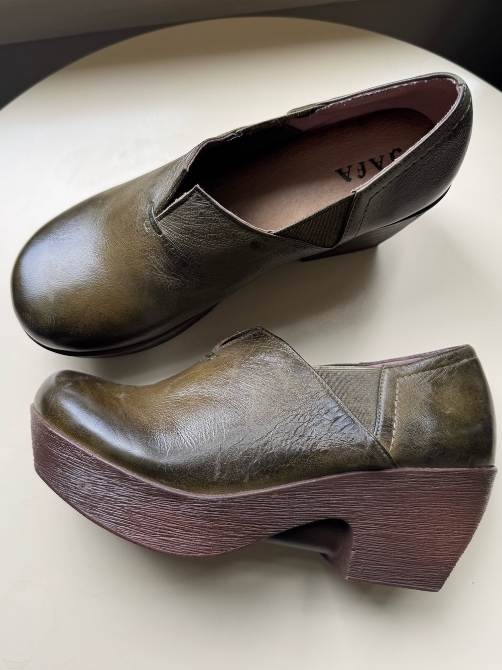 JAFA 37 Fabulous Chunky Heel Olive Green Clogs